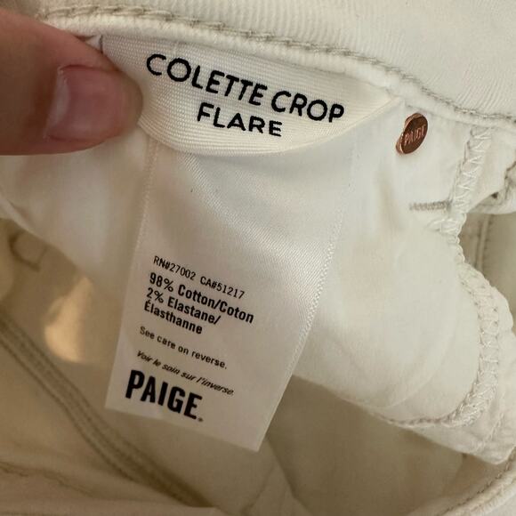 Paige White Denim Colette Crop Flare Raw Hem Jeans Size 29 - Picture 8 of 10